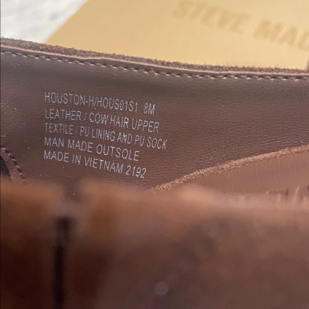 Steve Madden Brown and White cowhide Heeled Mules - Picture 7 of 9